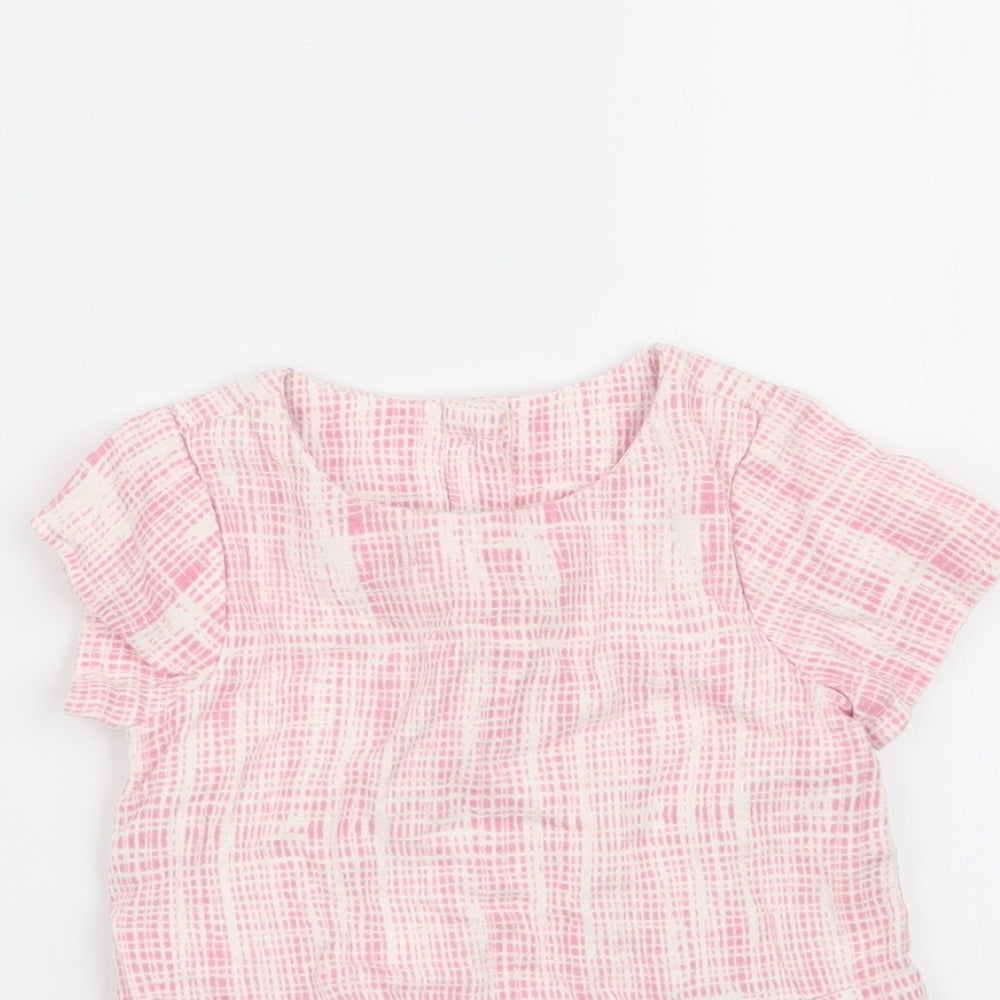 M&S Girls Pink Geometric  Basic T-Shirt Size 9-12 Months