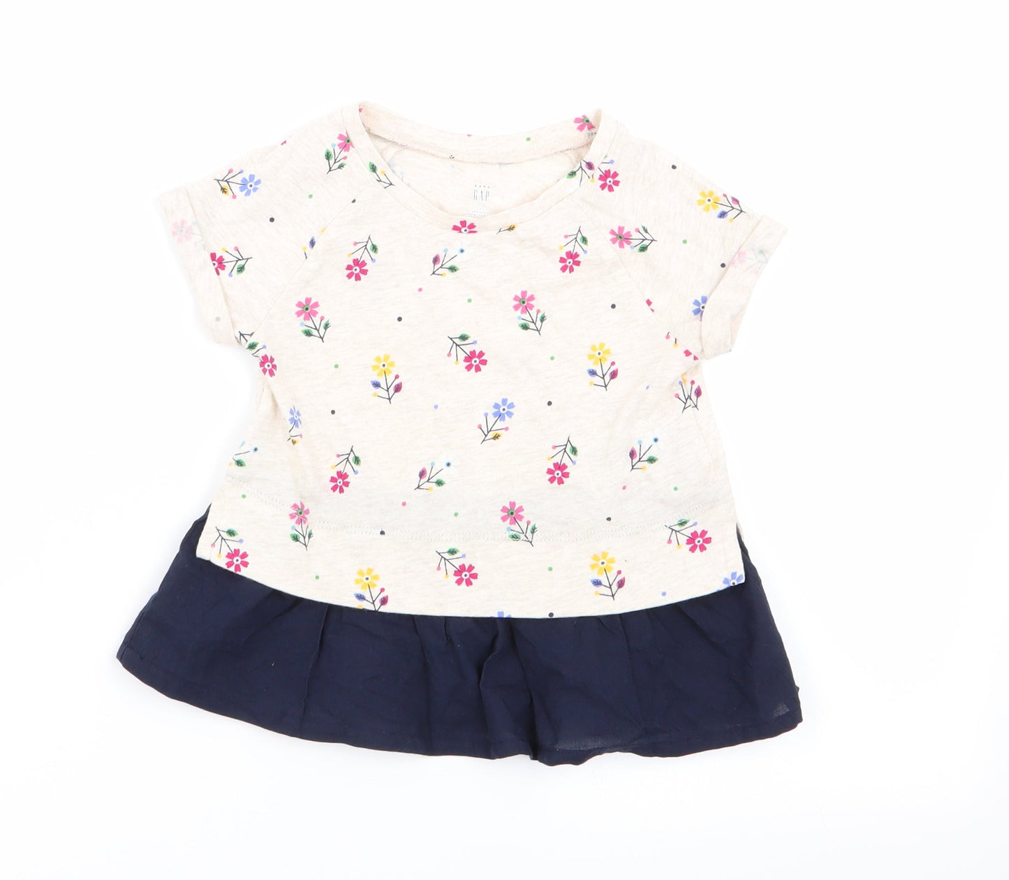 Gap Girls Beige Floral  Basic T-Shirt Size 2 Years