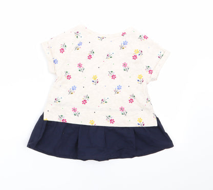 Back view of Gap girls’ beige floral basic t-shirt, size 2, years