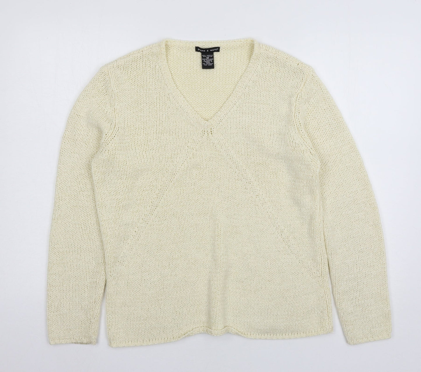 Diane & White Womens Ivory  Knit Pullover Jumper Size M