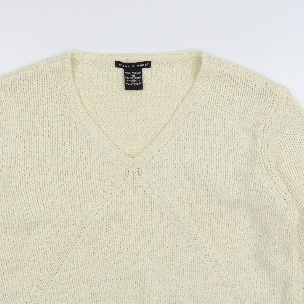 Diane & White Womens Ivory  Knit Pullover Jumper Size M