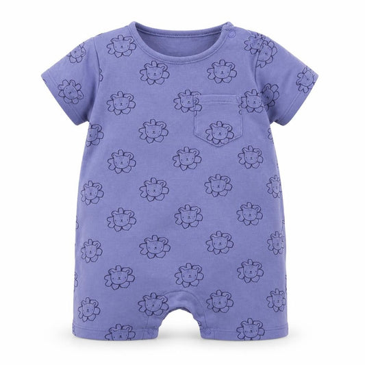 F&F Girls Blue Geometric Jersey Babygrow One-Piece Size 9-12 Months  - Lion
