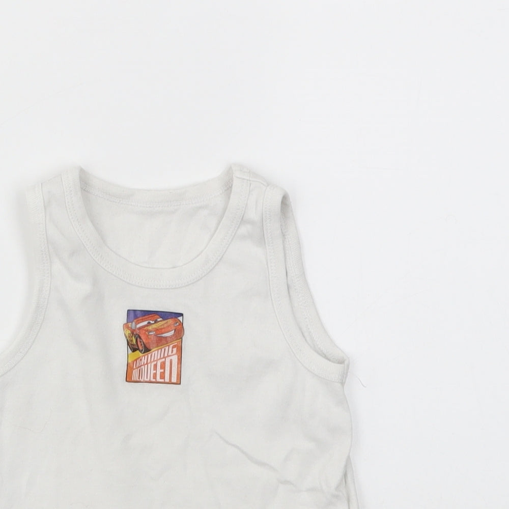 CARS Boys White   Basic T-Shirt Size 3-4 Years