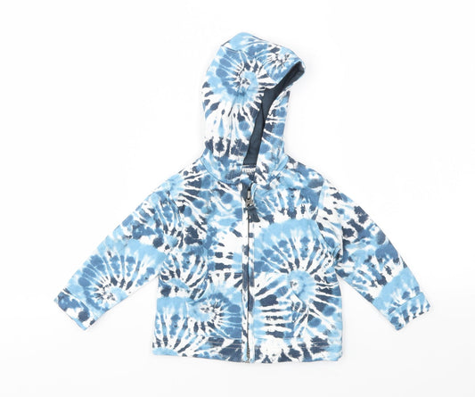 Nutmeg Girls Blue Geometric  Full Zip Jumper Size 3-6 Months
