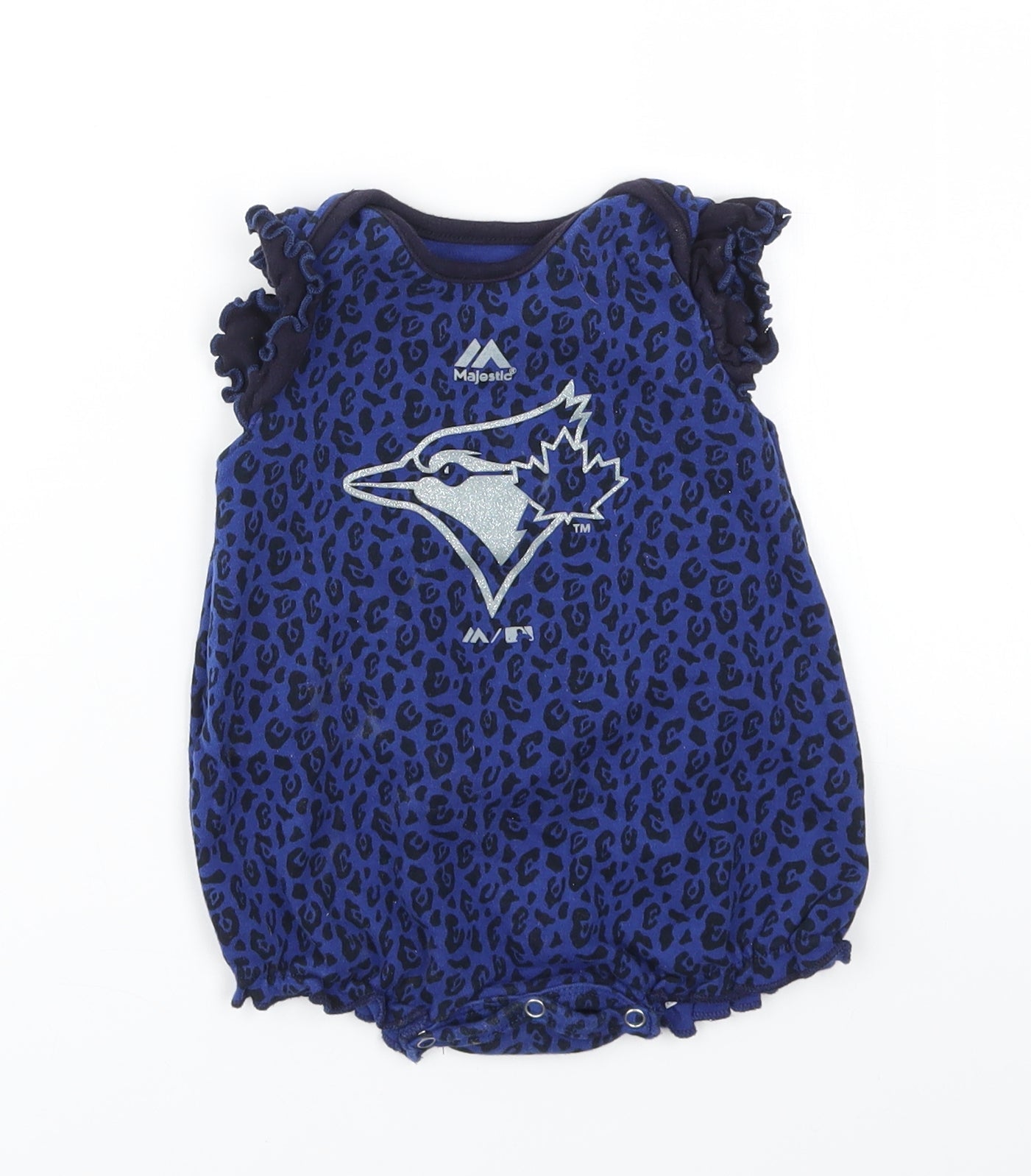 MAJESTICS Girls Blue Animal Print  Babygrow One-Piece Size 12 Months