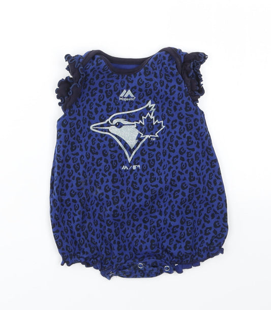 MAJESTICS Girls Blue Animal Print  Babygrow One-Piece Size 12 Months