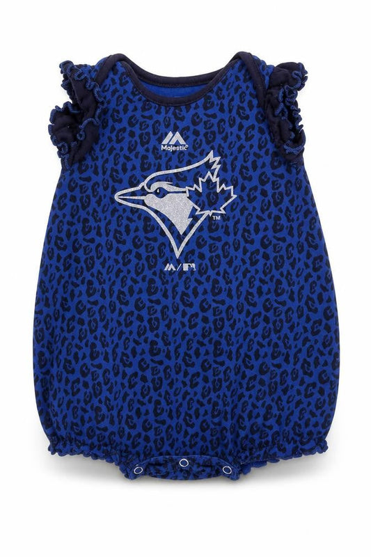 MAJESTICS Girls Blue Animal Print  Babygrow One-Piece Size 12 Months