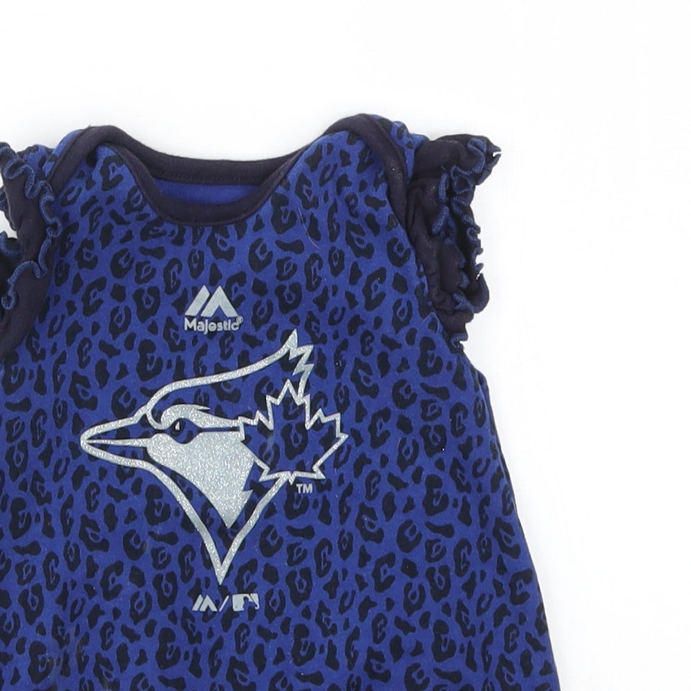 MAJESTICS Girls Blue Animal Print  Babygrow One-Piece Size 12 Months