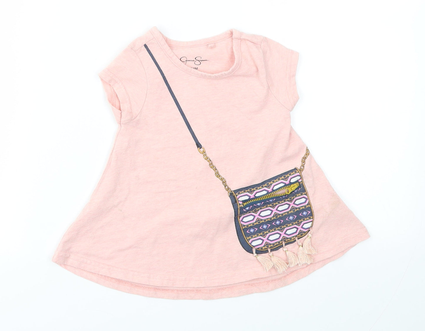 Preworn Girls Pink   Basic T-Shirt Size 24 Months