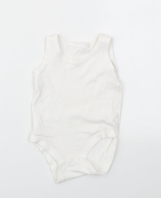 M&S Girls White   Babygrow One-Piece Size 6-9 Months
