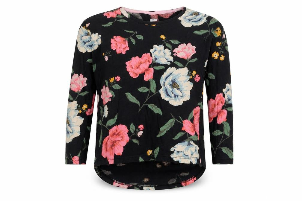 Old Navy Womens Black Floral  Basic T-Shirt Size 8