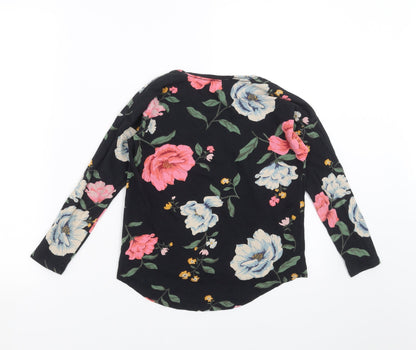Old Navy Womens Black Floral  Basic T-Shirt Size 8