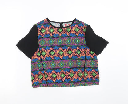 Preloved Ribbon Womens Multicoloured Geometric  Basic Blouse Size 8 - Front