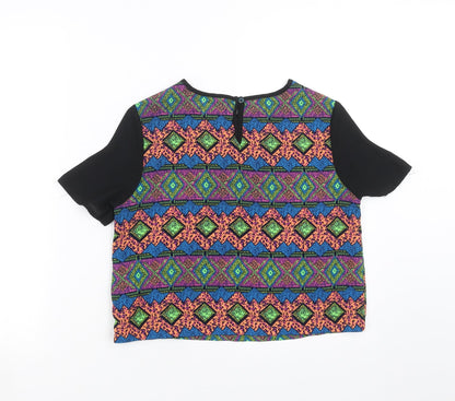 Preloved Ribbon Womens Multicoloured Geometric  Basic Blouse Size 8 - Back