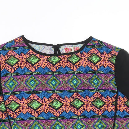 Preloved Ribbon Womens Multicoloured Geometric  Basic Blouse Size 8 - Detail