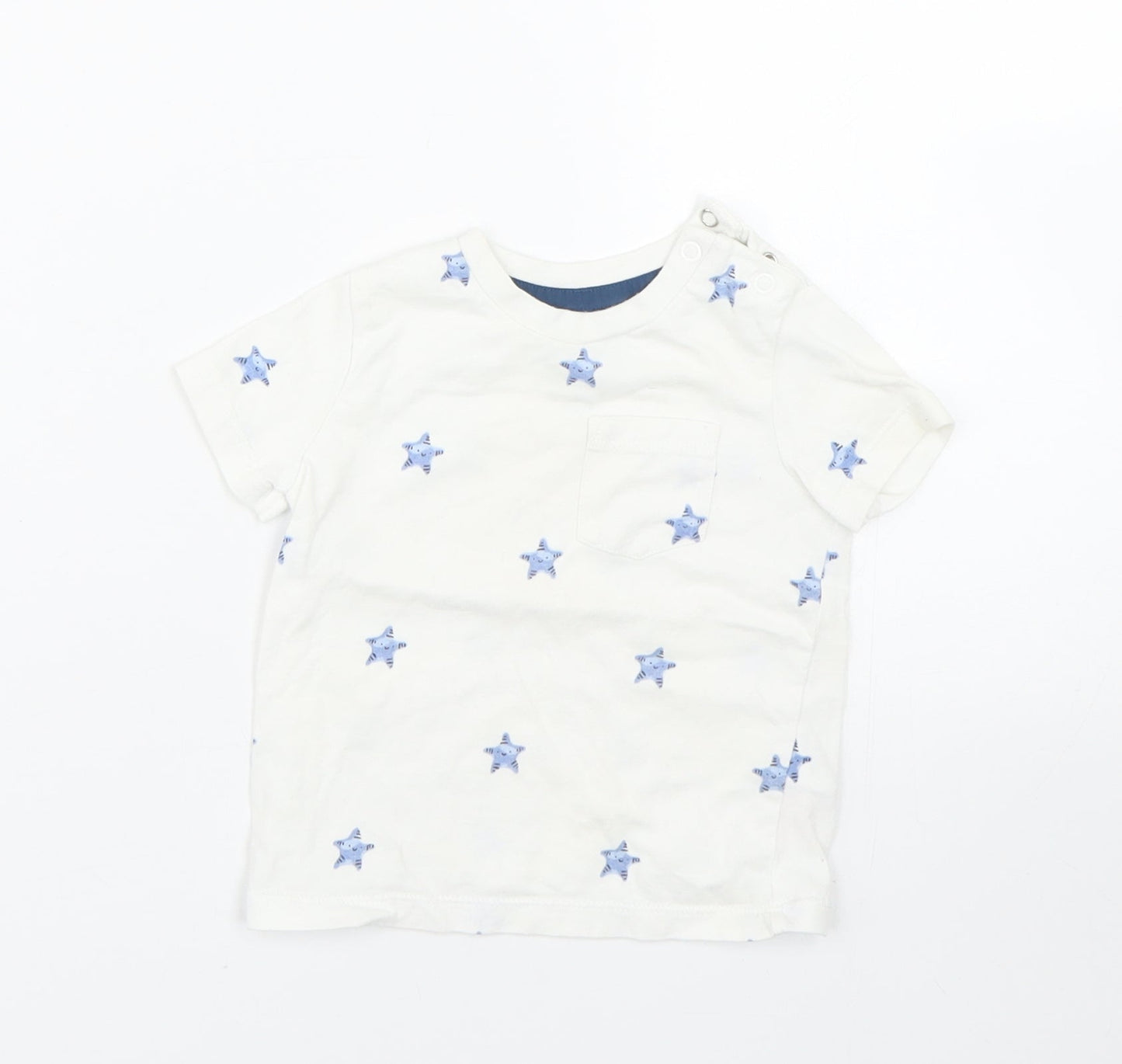 F&F Baby White Polka Dot  Basic T-Shirt Size 6-9 Months  - Starfish