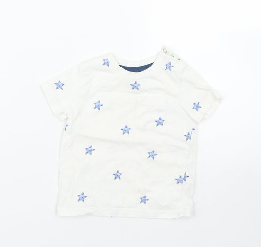 F&F Baby White Polka Dot  Basic T-Shirt Size 6-9 Months  - Starfish