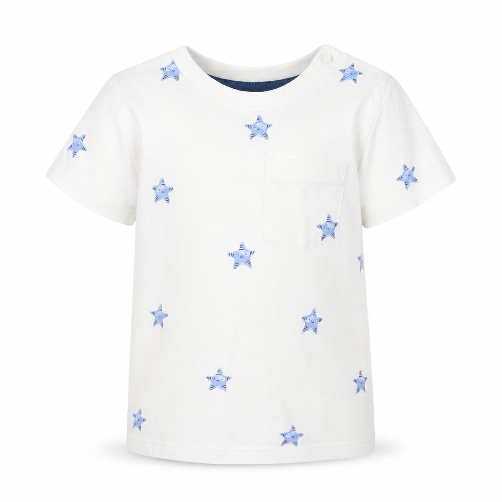 F&F Baby White Polka Dot  Basic T-Shirt Size 6-9 Months  - Starfish