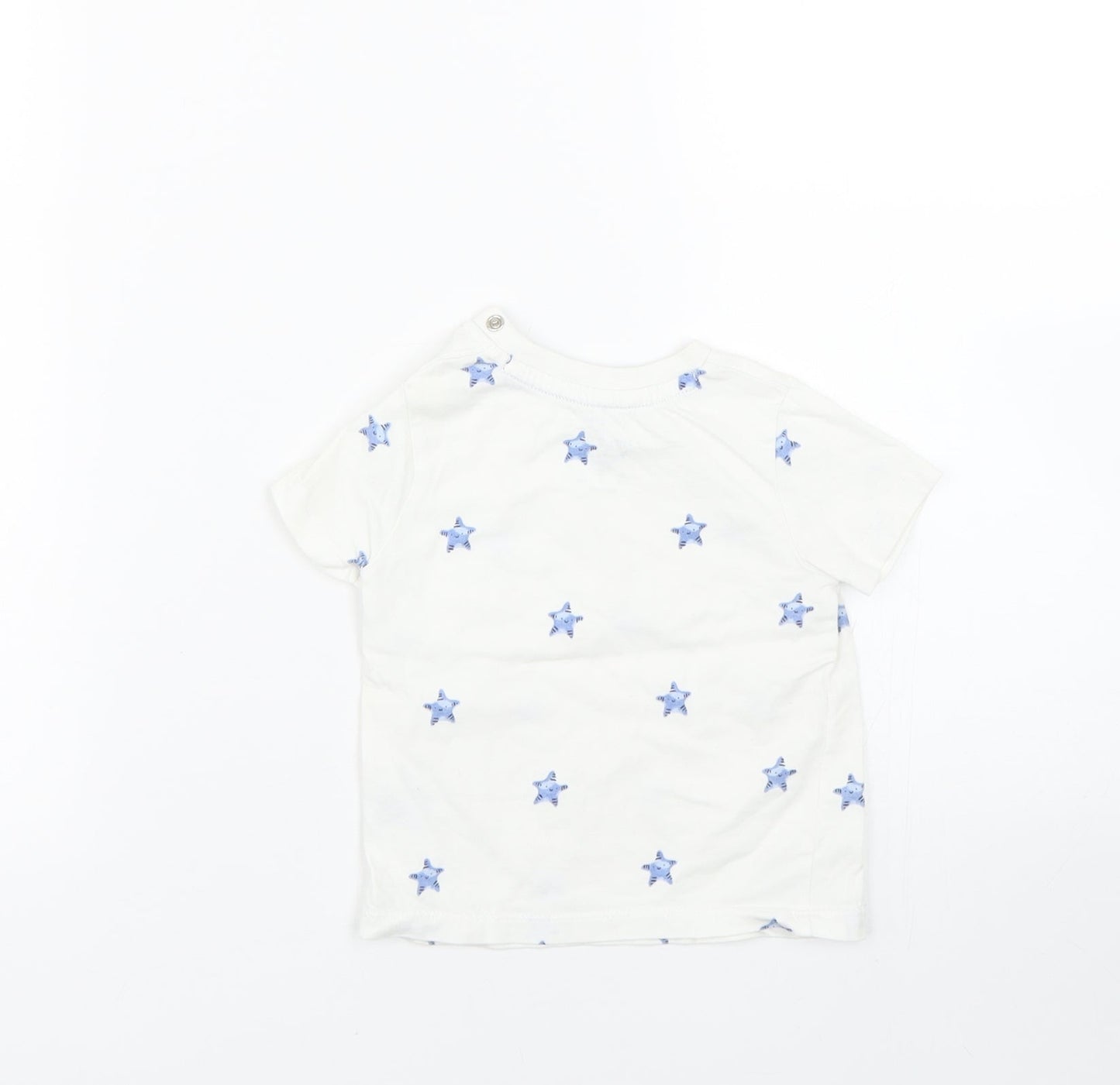 F&F Baby White Polka Dot  Basic T-Shirt Size 6-9 Months  - Starfish