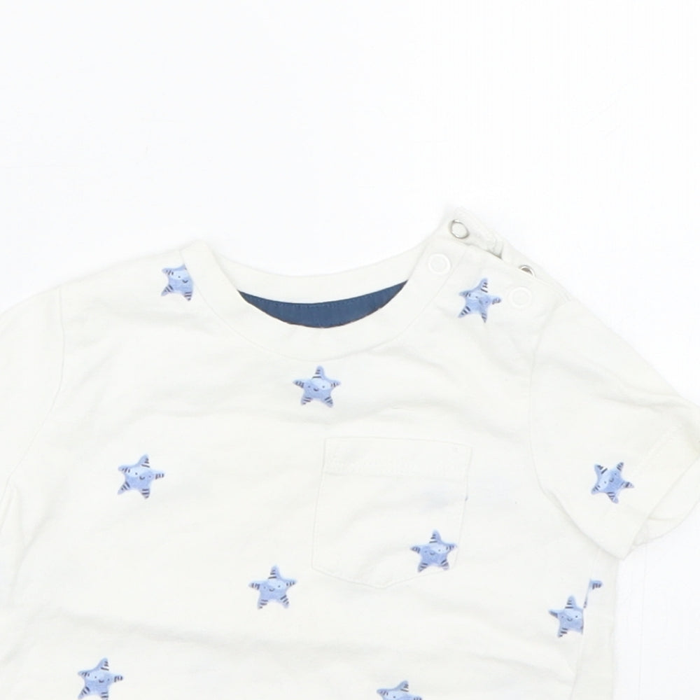 F&F Baby White Polka Dot  Basic T-Shirt Size 6-9 Months  - Starfish