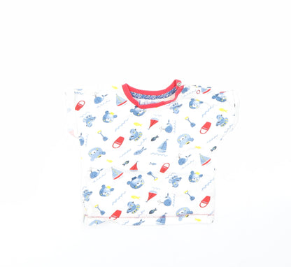Additional front view of Lullaby Baby White Spotted Basic T-Shirt, size 6-9, Months - Bears