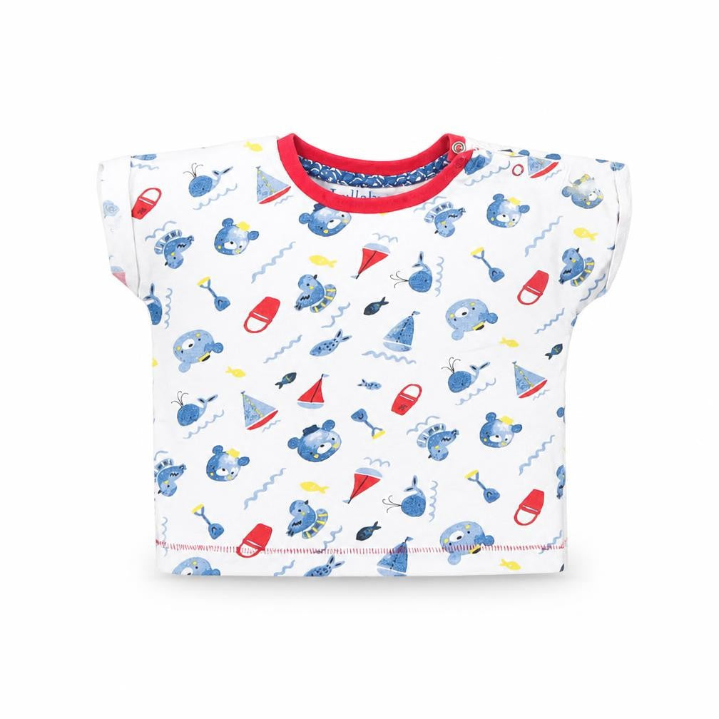 Lullaby Baby White Spotted  Basic T-Shirt Size 6-9 Months  - Bears