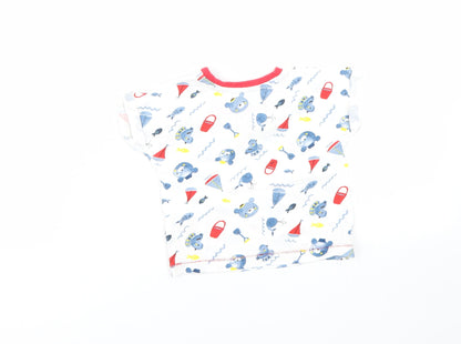 Back view of Lullaby Baby White Spotted Basic T-Shirt, size 6-9, Months - Bears