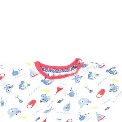 Close-up detail of Lullaby Baby White Spotted Basic T-Shirt, size 6-9, Months - Bears