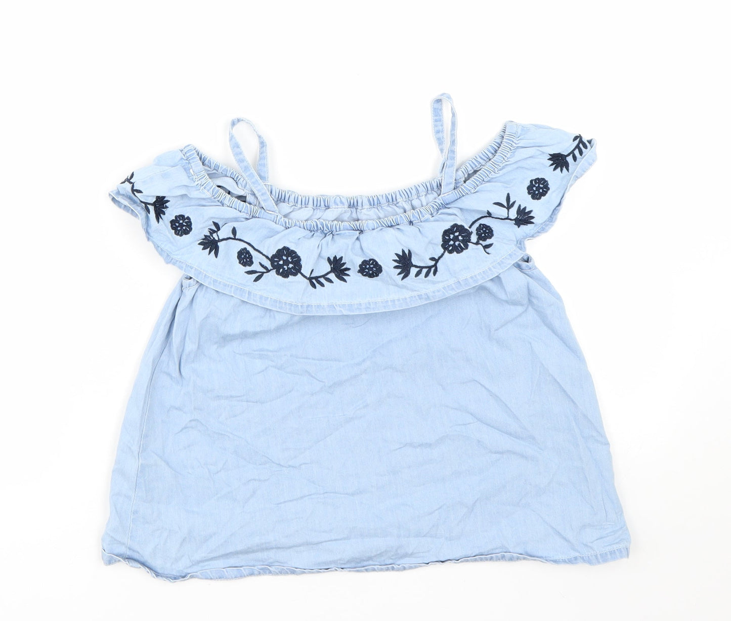 Miss evie Girls Blue Floral  Basic Tank Size 10 Years