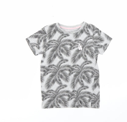 Additional front view of Matalan girls’ grey floral basic t-shirt, size 6, years