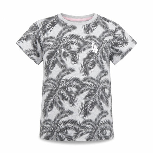 Front view of Matalan girls’ grey floral basic t-shirt, size 6, years