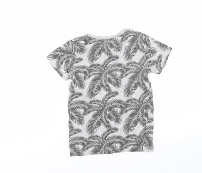 Back view of Matalan girls’ grey floral basic t-shirt, size 6, years