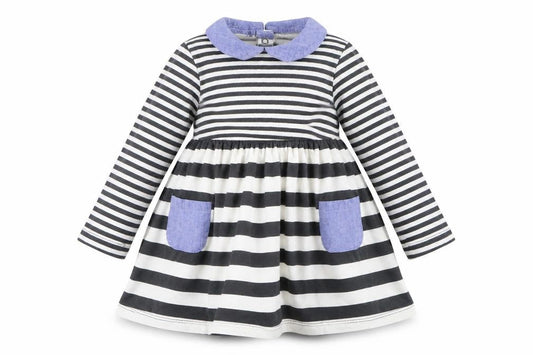 Marks & Spencer Girls Black Striped  T-Shirt Dress  Size 2 Years