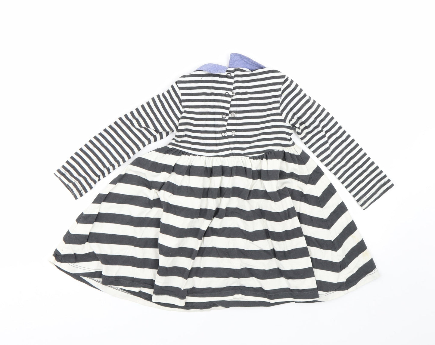 M&S Girls Black Striped  T-Shirt Dress  Size 2 Years