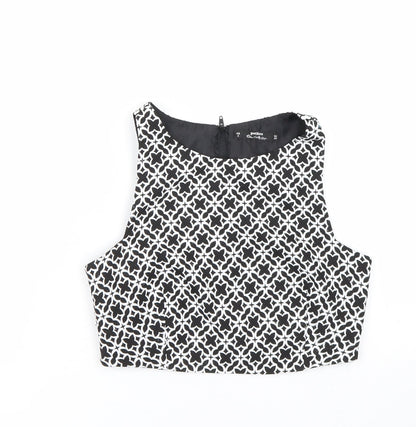 Additional front view of Miss Selfridge women’s black argyle/diamond cropped tank, size UK 6