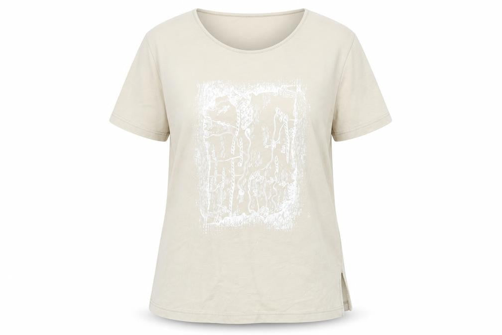 ELVI Womens Beige   Basic T-Shirt Size L