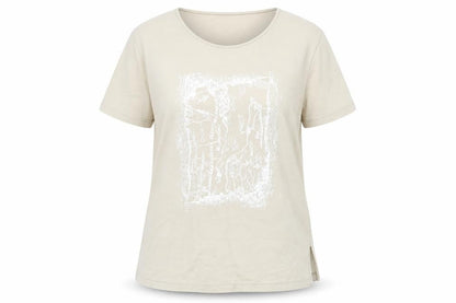 ELVI Womens Beige   Basic T-Shirt Size L