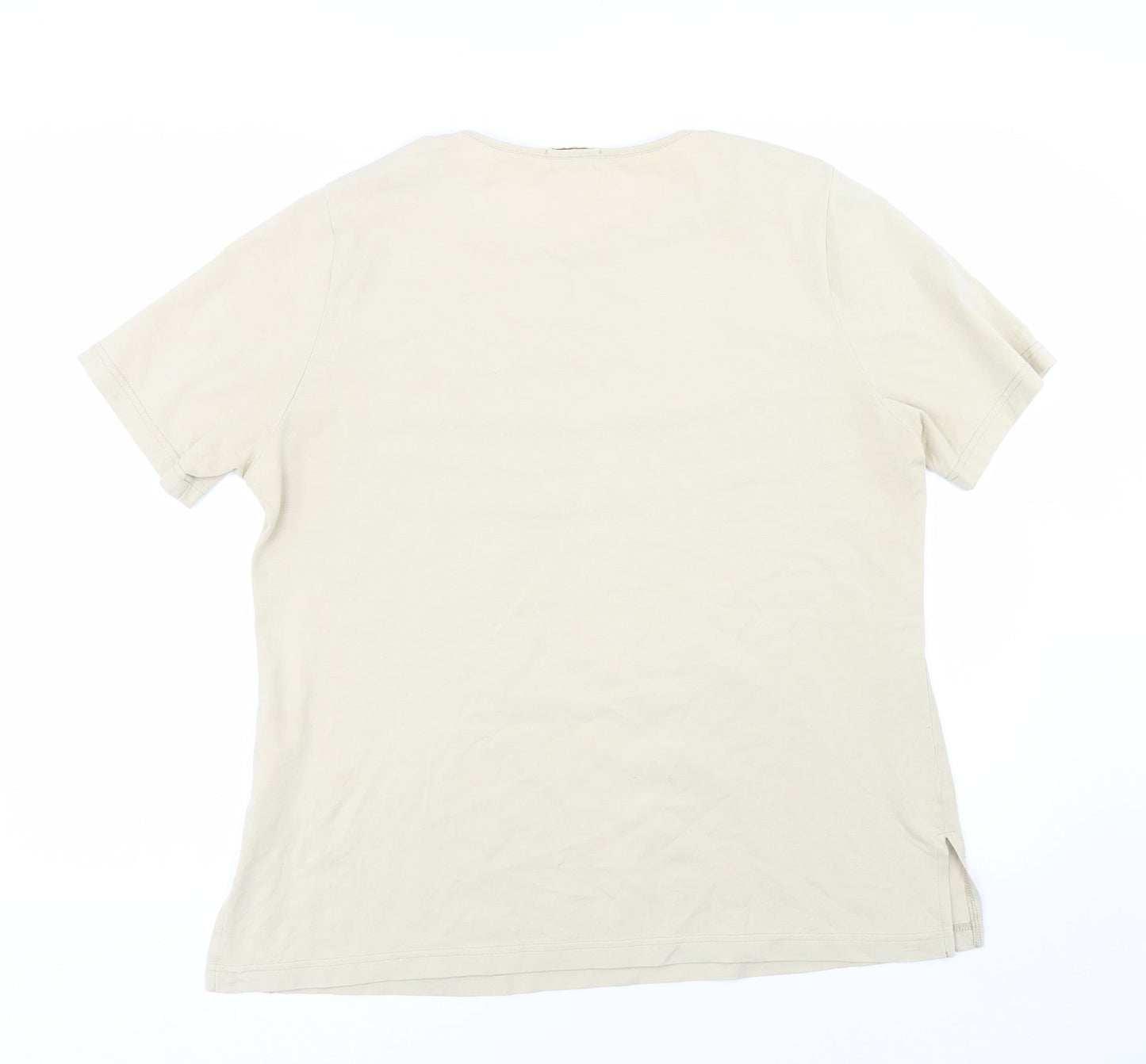 ELVI Womens Beige   Basic T-Shirt Size L