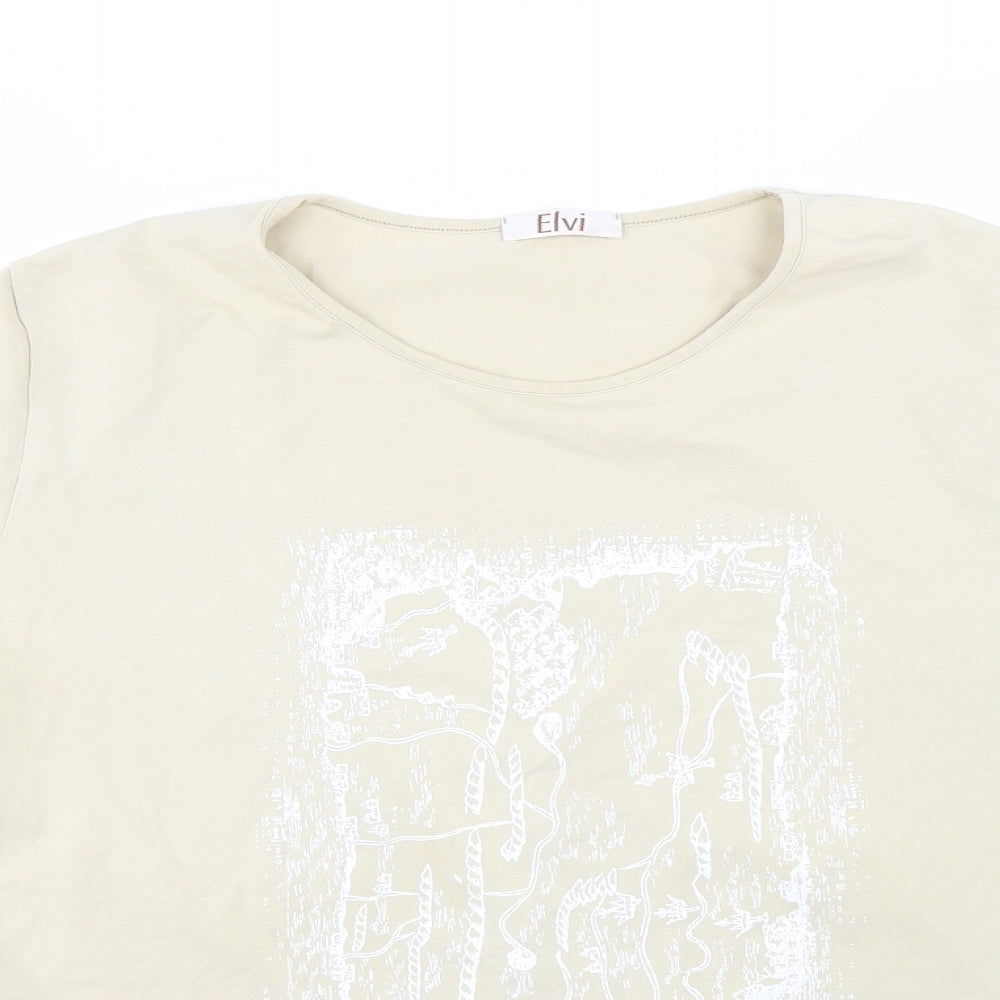 ELVI Womens Beige   Basic T-Shirt Size L