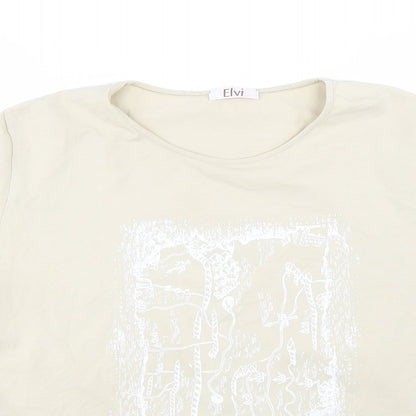 ELVI Womens Beige   Basic T-Shirt Size L