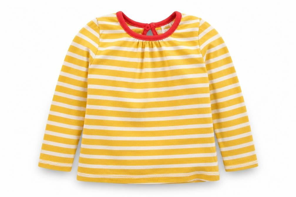 Mini Club Girls Yellow Striped  Basic T-Shirt Size 6-9 Months