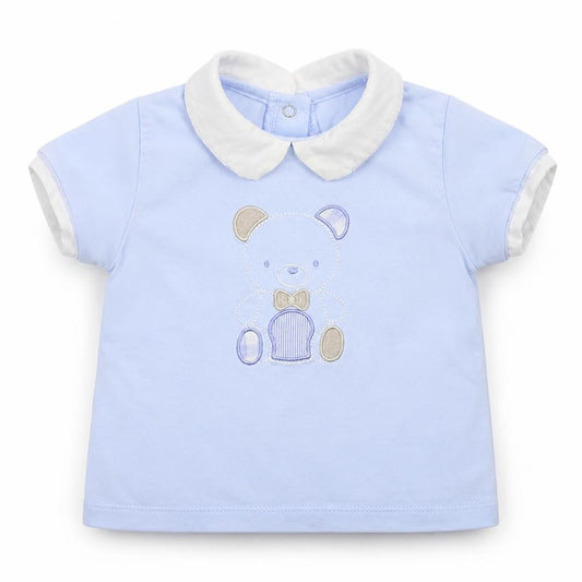 Front view of Mayoral boys’ blue basic t-shirt, size 0-3, months