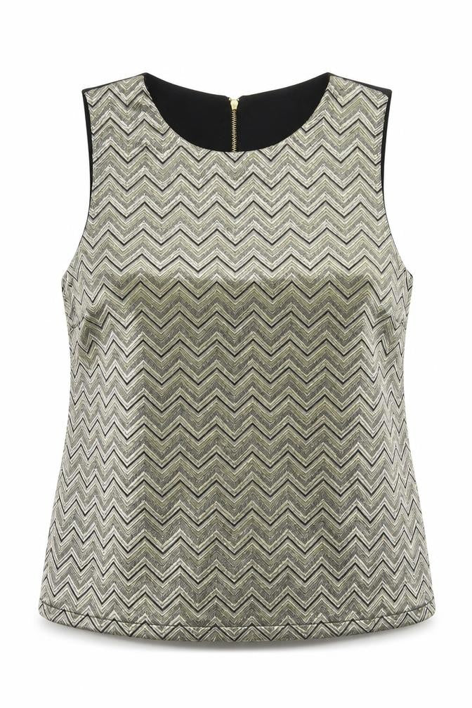 Warehouse Womens Gold Geometric  Basic Tank Size 12