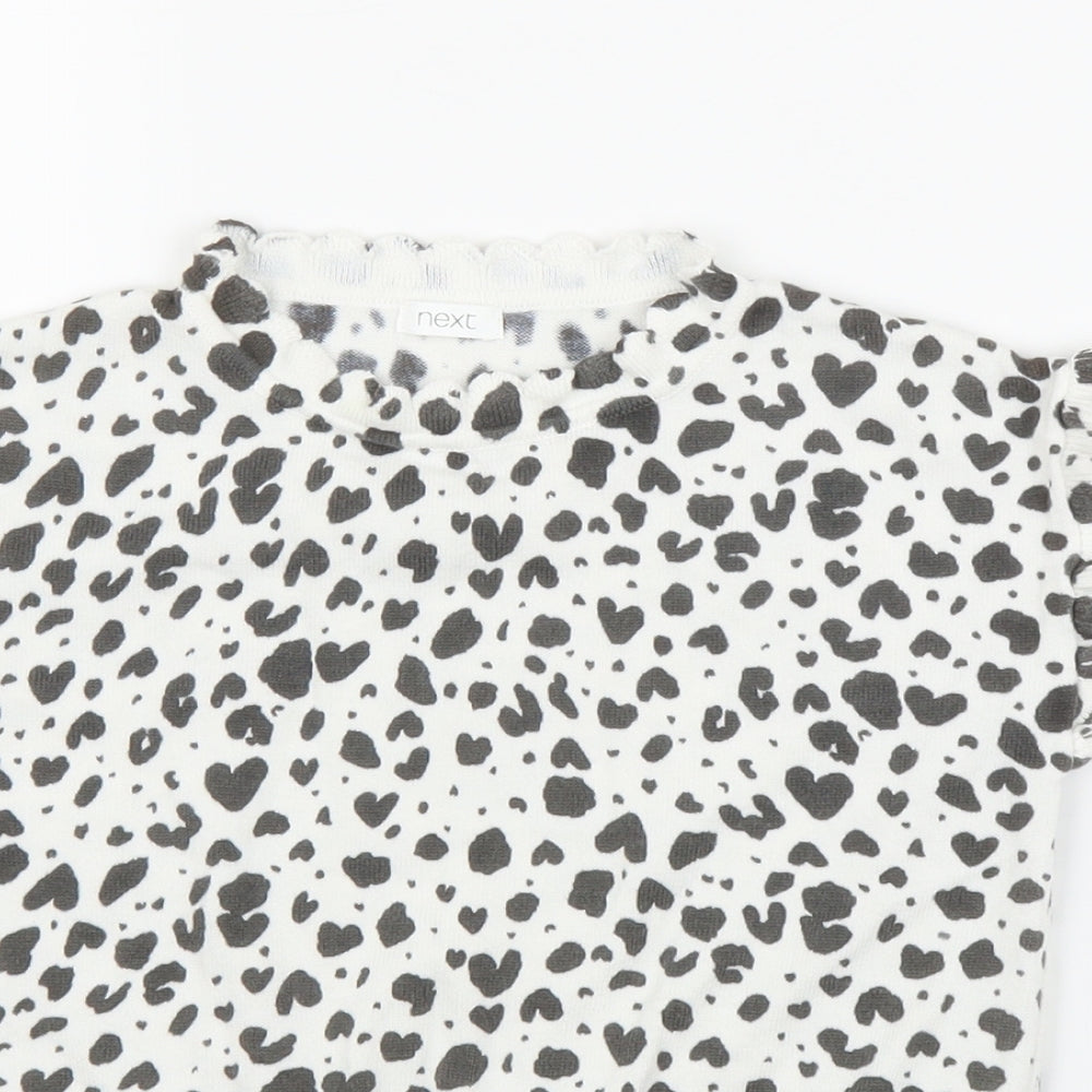 NEXT Girls White Animal Print  Pullover Jumper Size 9 Years  - Leopard print