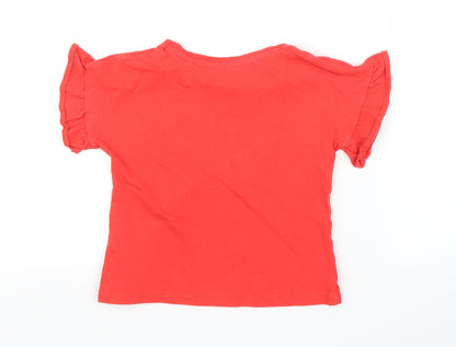 Back view of Tu girls’ red basic t-shirt, size 2, years
