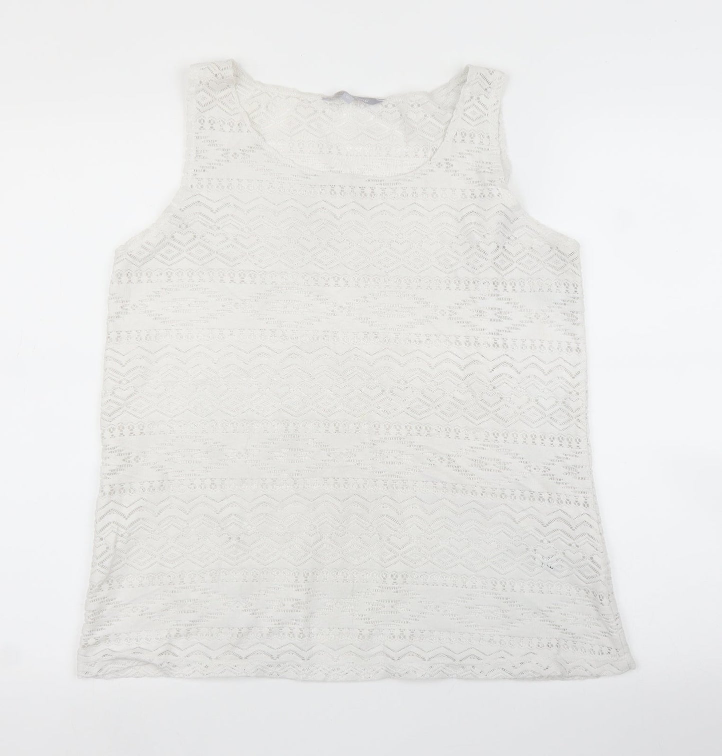 Debenhams Womens White Geometric  Basic Blouse Size 12