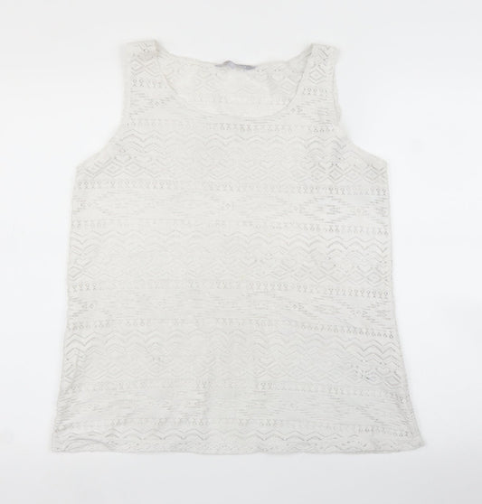 Debenhams Womens White Geometric  Basic Blouse Size 12