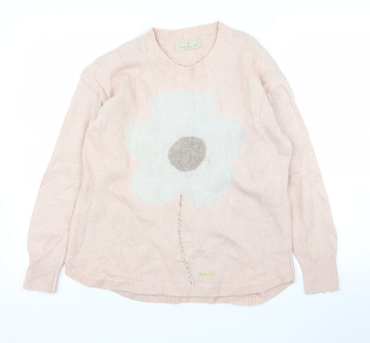 Megurumi Reiu Womens Pink Floral  Pullover Jumper Size M