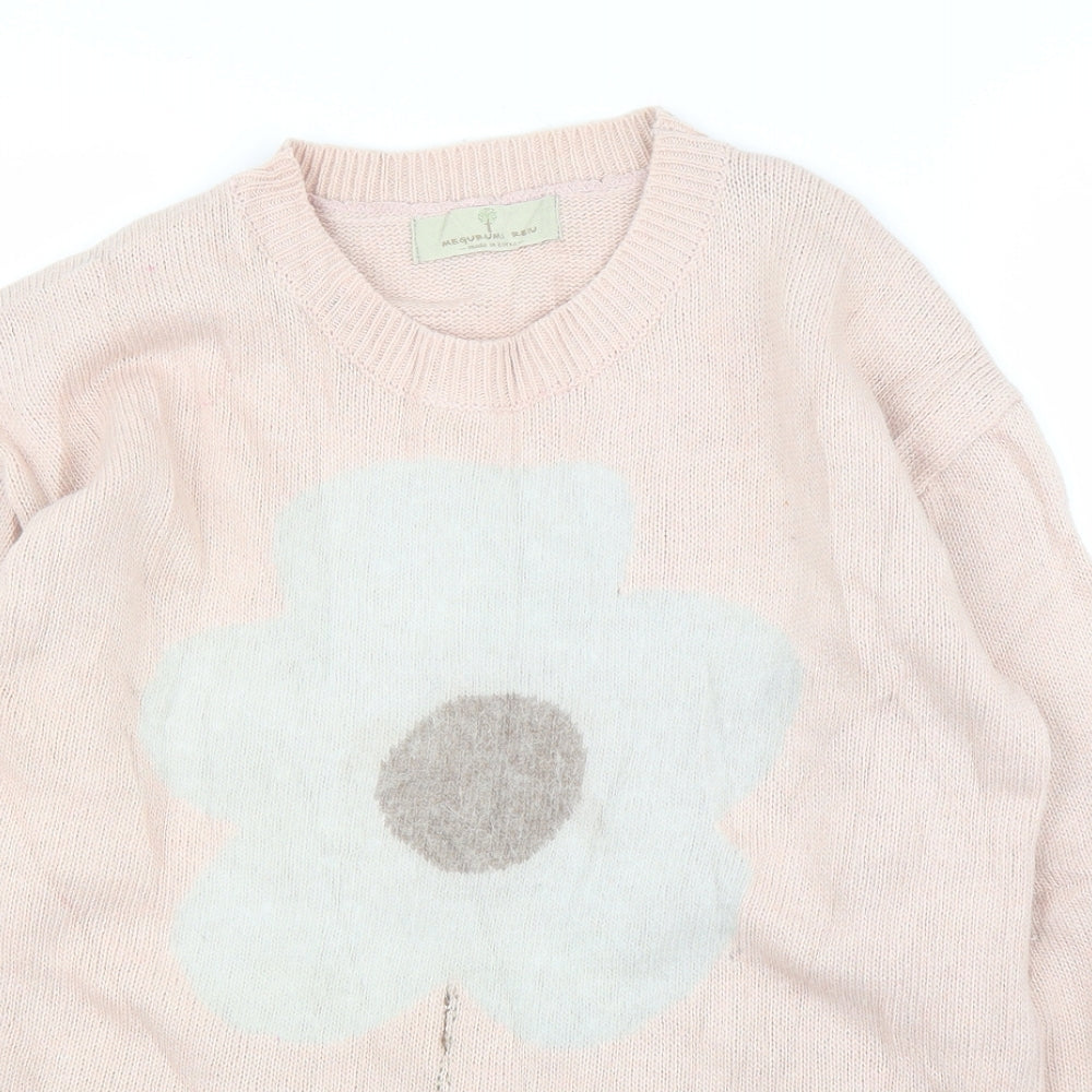 Megurumi Reiu Womens Pink Floral  Pullover Jumper Size M