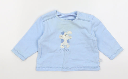 M&S Baby Blue   Basic T-Shirt Size 3-6 Months  - Puppy